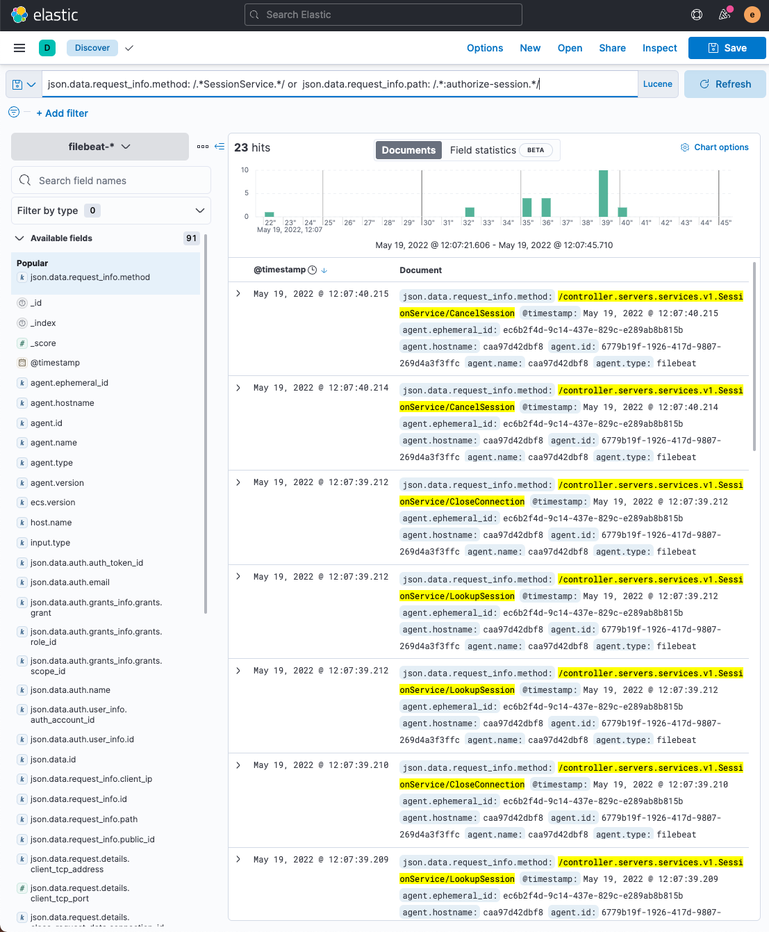 Kibana Session Logs